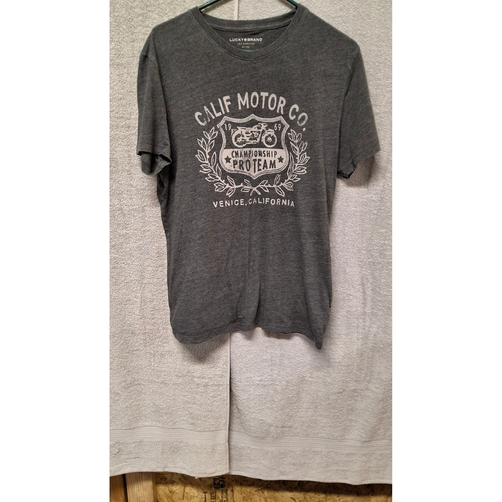 Lucky Brand Mens Calif Motor Co Venice California Graphic Tee Charcoal Grey M